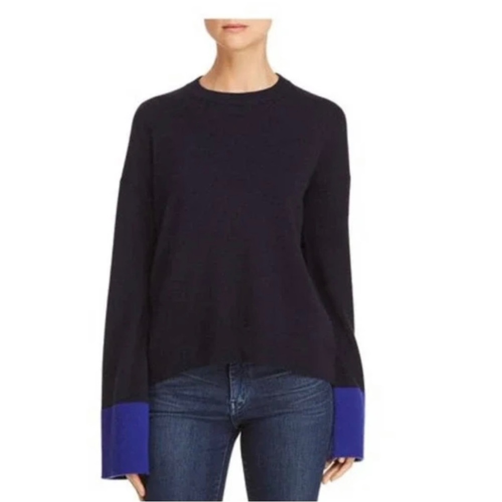 Theory Slouchy Crew Charmant Bell-Sleeve Wool Cashmere Sweater Small